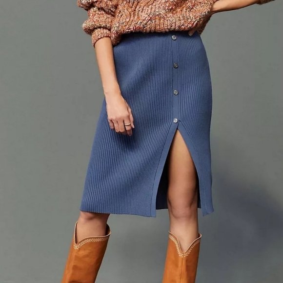 Anthropologie Dresses & Skirts - 🌸 NWT Anthropologie X Current Air sweater pencil skirt Oxford blue size M